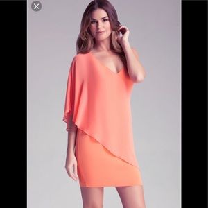 Bebe Asymmetrical flutter dress